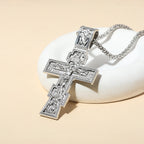 Movie John Wick Jesus Cross Necklace Crucifix Eastern Orthodox Prayer Big Pendant For Men Women Jewelry Accessories