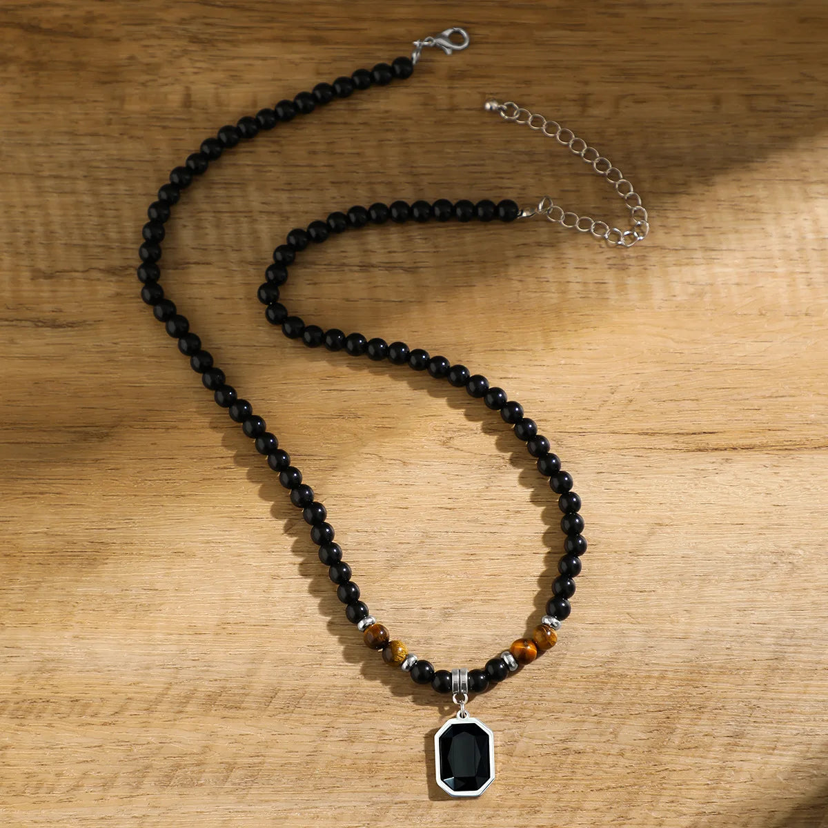 Iced Out Tiger Black Pendant Eye Rosary Crystal