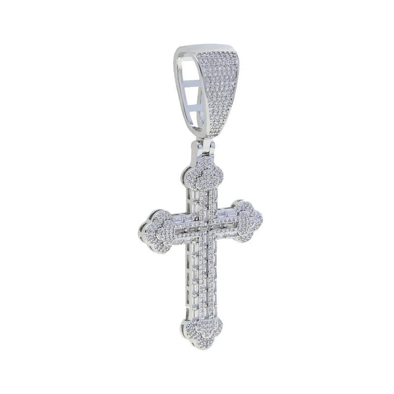 2025 New Arrived Iced Out Bling Sparking 5A Cubic Zirconia CZ Cross Pendant Tennis Chain Necklaces For Men Hip Hop