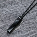 Unisex Natural Black Obsidian Rectangle Pendant Necklace Simple Black Wax Rope Adjustable Length Suitable for Men And Women Idea
