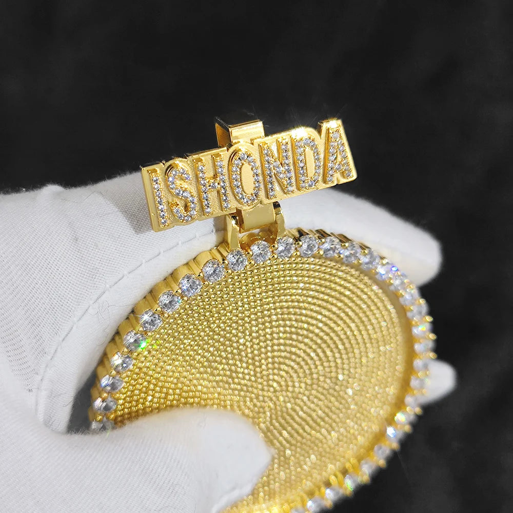 Gold Statement Photo Pendant Necklace 18K