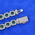 Tennis Bracelet Stainless Steel Emerald Crystal