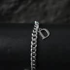 A-Z Initial Letter Cuban Chain Bracelet — Stainless Steel
