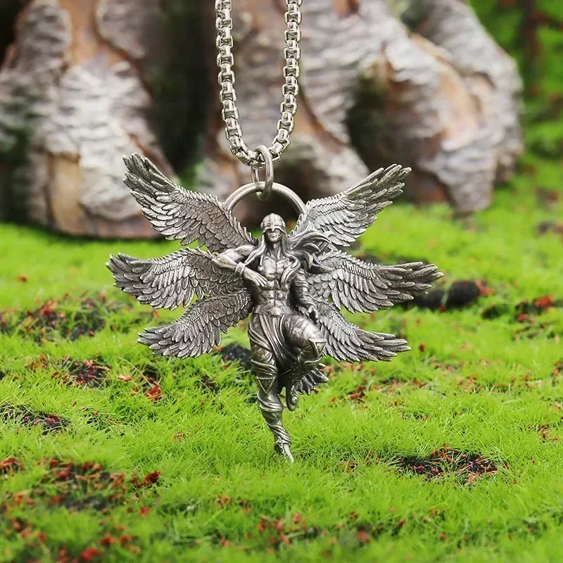 Delicate Antique Silver Color Seraph Prayer Good Luck Necklace Pendant Men Women Anniversary Amulet Jewelry Gift