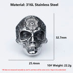2022 NEW Men's 316L stainless-steel rings decorative pattern skull ring for teens gothic punk Biker Jewelry Gifts free