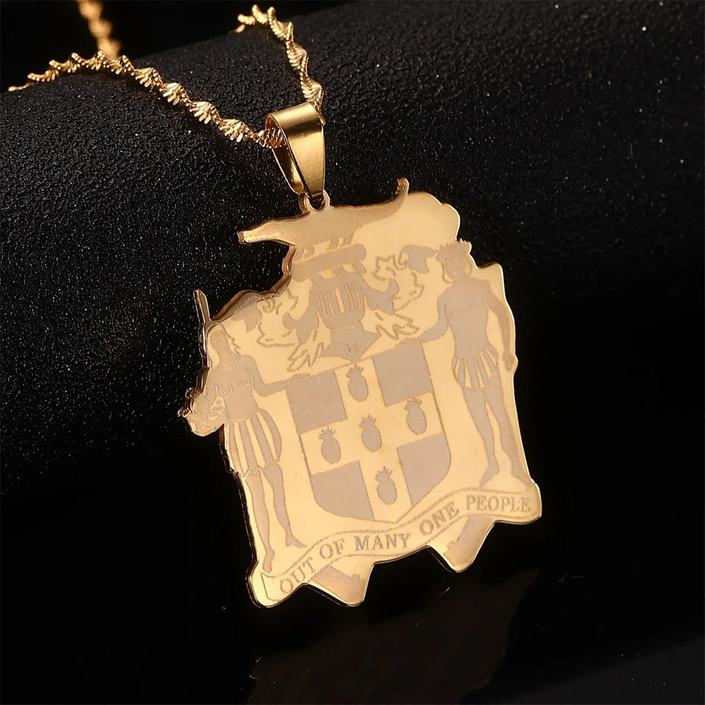 Jamaica Map Pendant Necklace — Stainless Steel