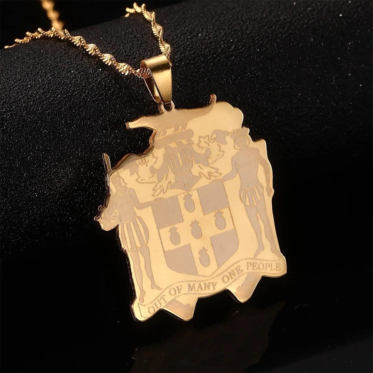 Jamaica Map Pendant Necklace — Stainless Steel