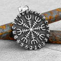 316L Stainless Steel Viking Odin's Symbol of Norse Runic Pendant Necklace Viking Rune Vegvisir Compass Amulet Pendants