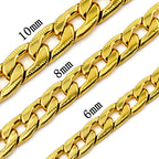 LUXUSTEEL Cuban Chain Necklace for Men Women Golden Plated Mixed Silver Stainless Steel Pattern Curb Link Chain Male Collar