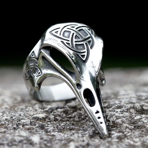 2025 Vintage Celtic Knot Totem Ring Nordic Mythology Viking Warrior Raven Head Men's Ring Domineering Fashion jewelry for gift