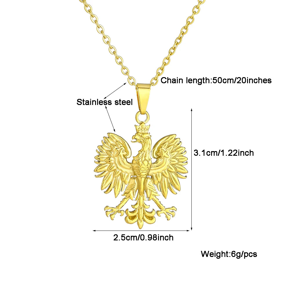 Poland Eagle Pendant Necklace — Two-Tone