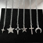 Y2K Star Cross Pendant Necklace — Stainless Steel