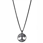 Tree of Life Black Chain Necklace — Stainless Steel