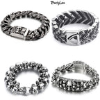 Steampunk Rock Skull Bracelet for Men In Waterproof Stainless Steel Skeleton Men's Bracelet Man Bike Jewelry Boys