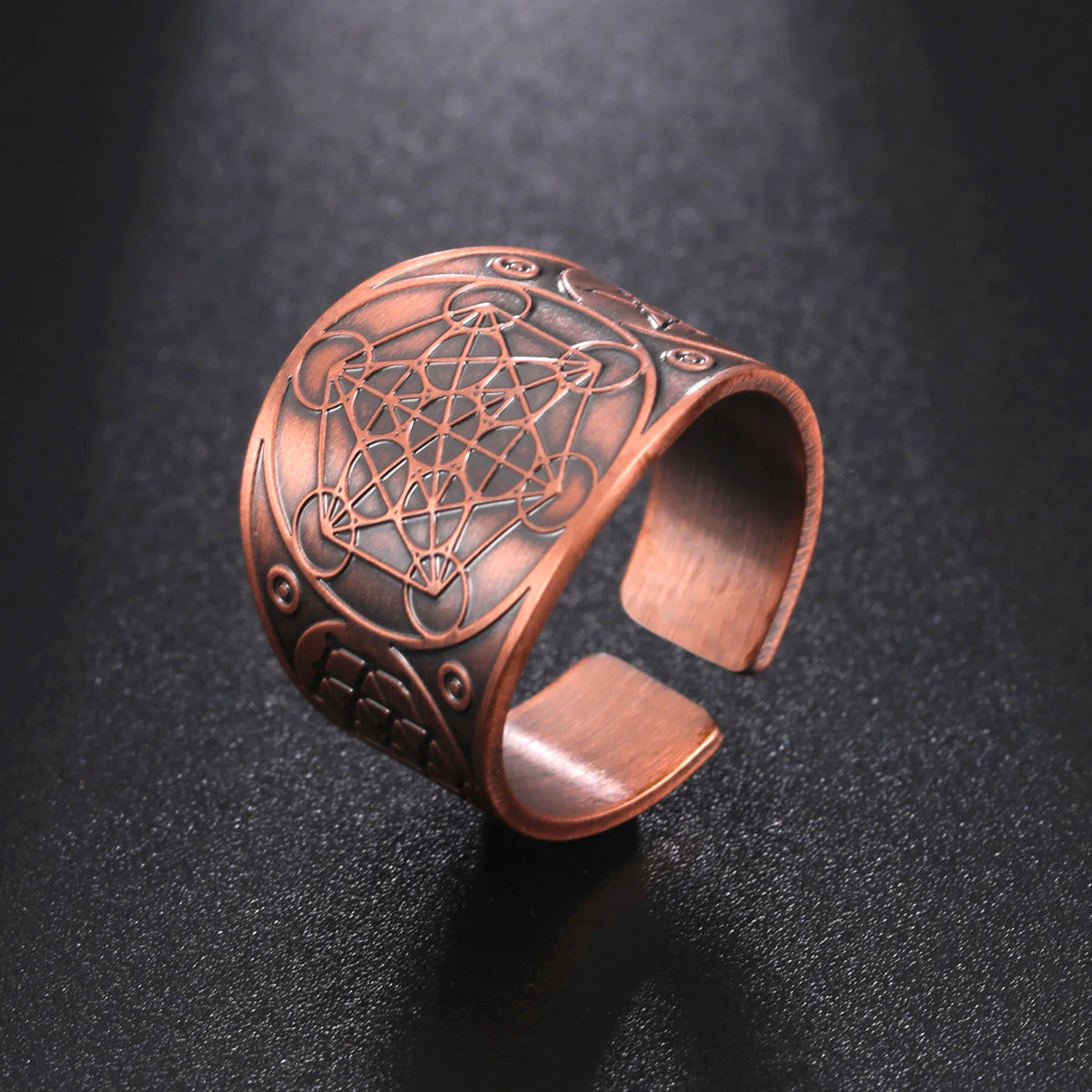 LIKGREAT Six Pointed Star Seal of Solomon Ring The 7 Archangels Protection Ring Metatron Cube Lilith Symbol Amulet Jewelry