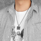 Cross Skull Badge Pendant Necklace Stainless Steel
