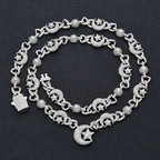Iced Out Star Cuban Chain Necklace Moon CZ