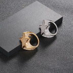 Hip Hop Star Rings for Men Women Diamond Cuban Ring Rapper Party 18K Gold Plated Fine Jewelry Gifts for Men Gilrs Boys