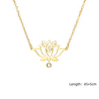 Unalome Lotus Flower Pendant Necklace — Stainless Steel Chain