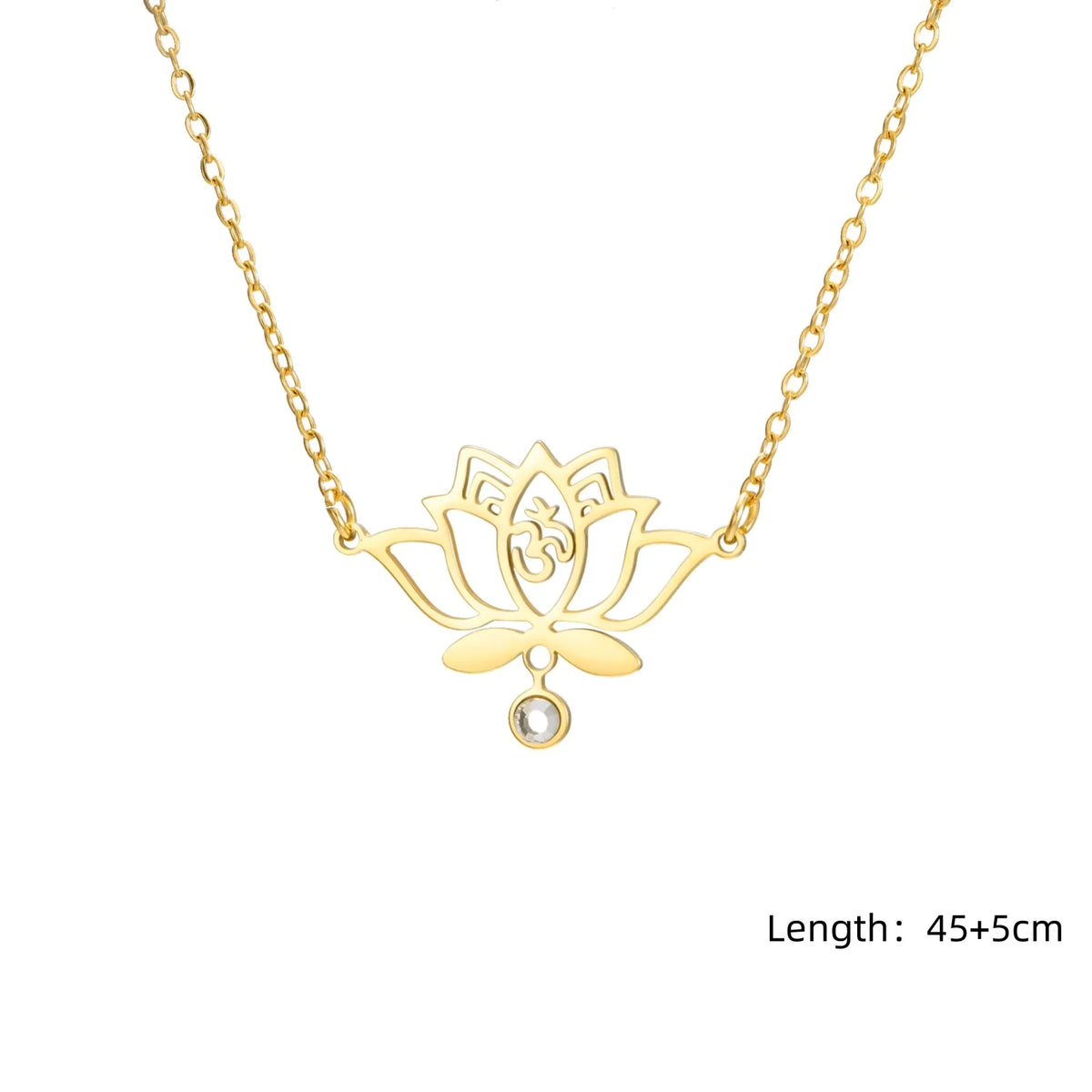 Unalome Lotus Flower Pendant Necklace — Stainless Steel Chain