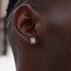Iced Out Square Zirconia Stud Earrings CZ