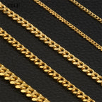 Stainless Steel Chain Necklace for Men Women Curb Cuban Link Chain Gold Color Silver Color Punk Choker Fashion Male Jewelry Gift