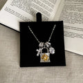 Lace Craft Running Ring Cross Pendant Lock Bag Necklace Luxury Premium Feel Collarbone Chain Niche New Sweater Chain