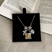 Cross Pendant Lock Bag Chain Necklace