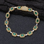 Tennis Chain Necklace Stainless Steel Green CZ