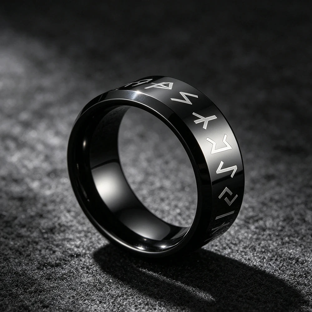 Nordic Viking Rune Odin Ring — Stainless Steel