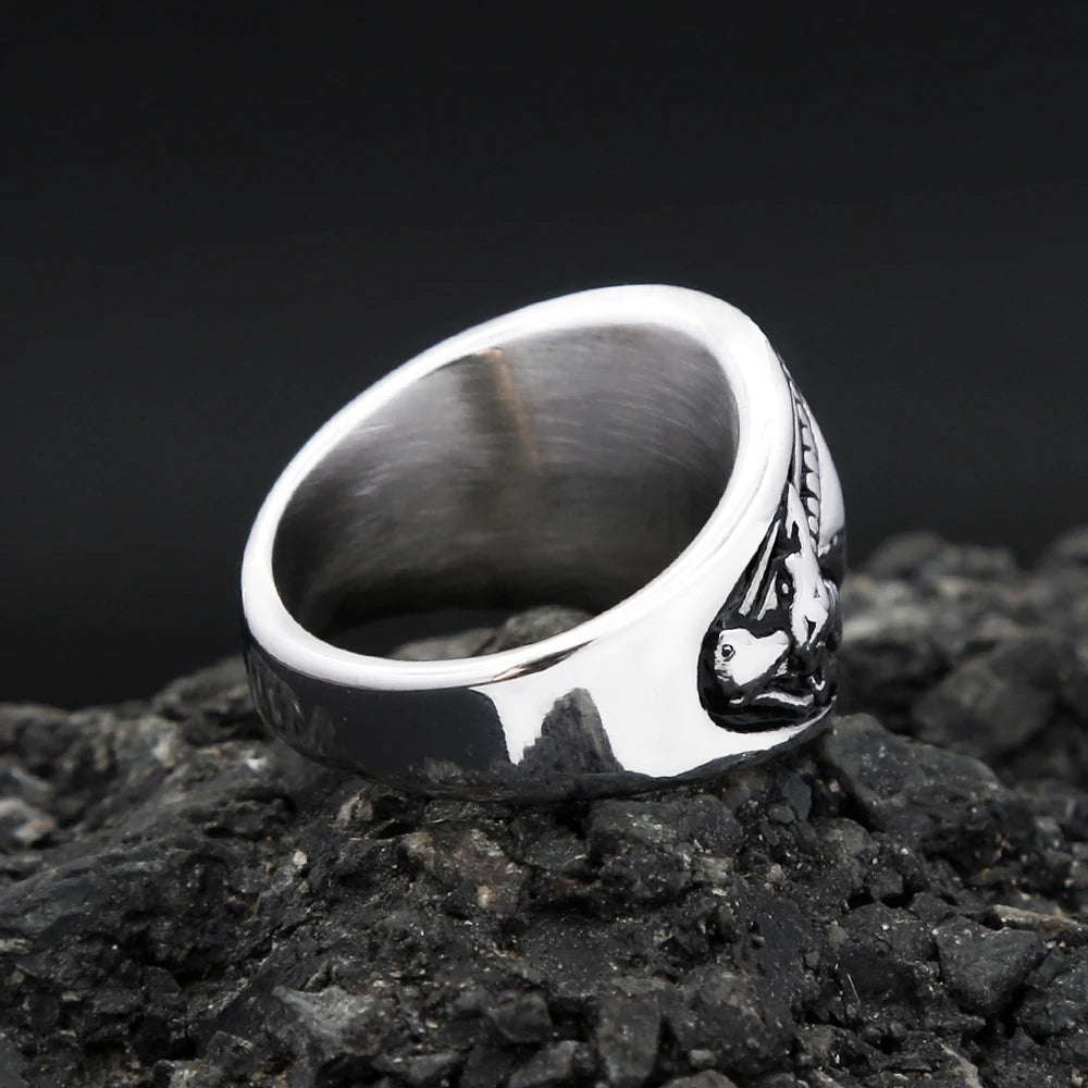 Vintage Fashion Stainless Steel Pentagram Rings For Men Women Gothic Biker Goat Devil Demon Ring Party Jewelry Gifts Wholesale