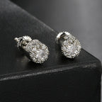Two-Tone Iced Out Stud Earrings CZ