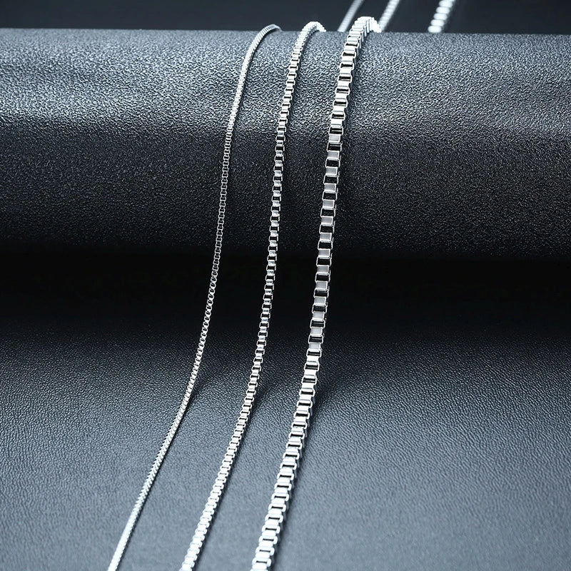 Mens Thin Box Chain Necklace,1/2MM Stainless Steel Chain Link Collars Gifts,Male Jewelry,18 to 24 Inch