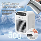 Portable mini desktop air conditioner fan, low noise, powerful humidifier and cooling function, USB charging