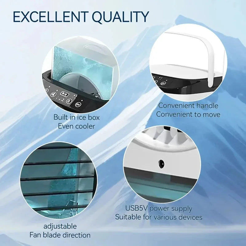 Portable Desktop Air Conditioner Fan Dual Spray Ultrasonic Atomization 3-Speed Mute Air Cooler Electric Fan For Home