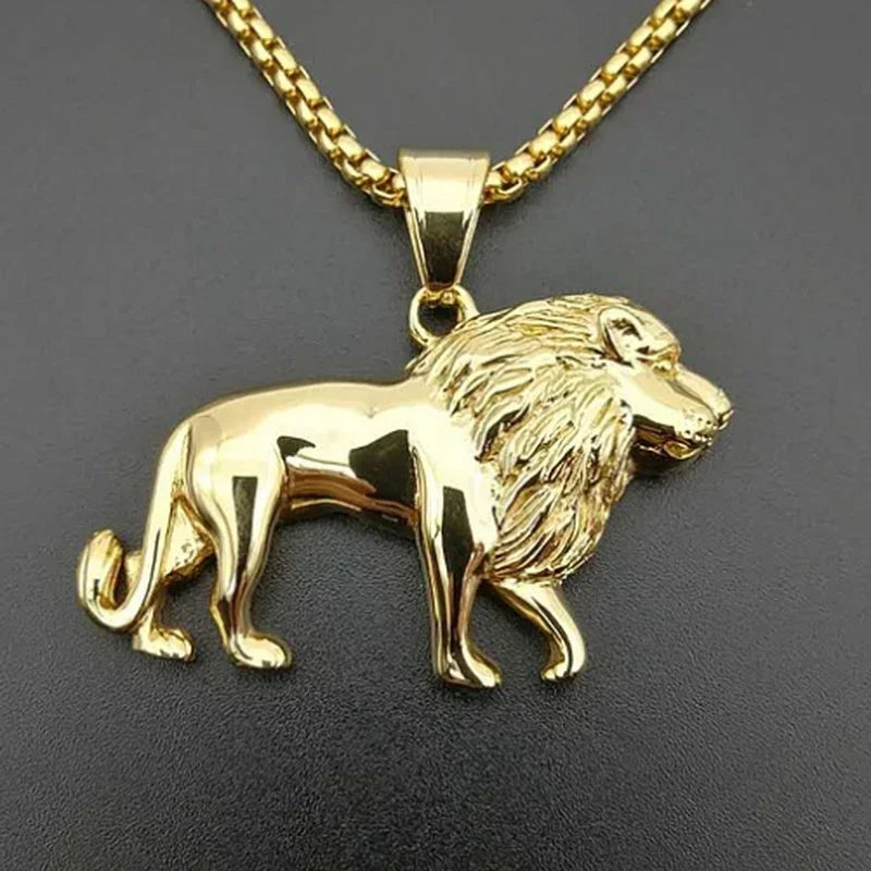Domineering Tiger Head Pendant Men\\\'s Fashion Animal Tiger Necklace Punk Hip-Hop Trend Casual Jewelry Boyfriend Gift