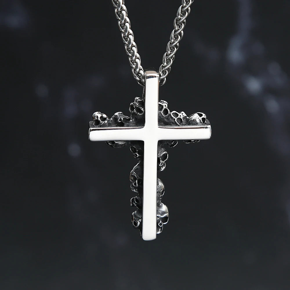 Cross Skull Pendant Necklace — Stainless Steel