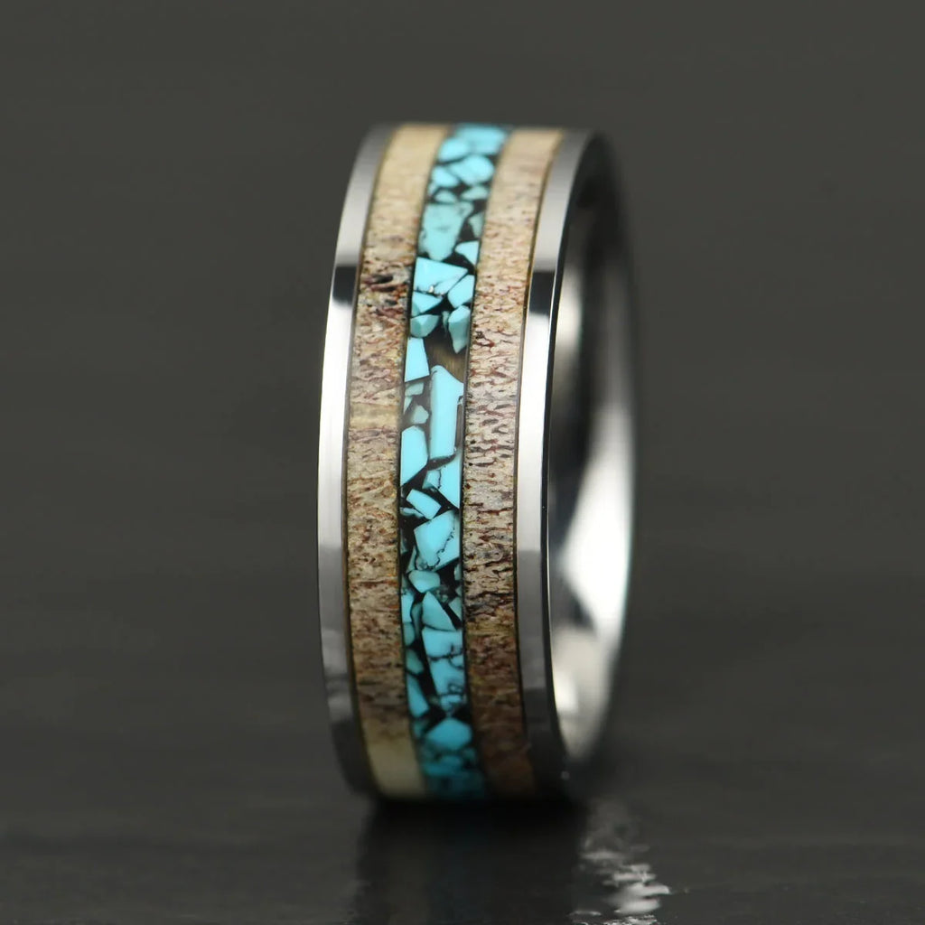 Red Personalized Couple Tungsten Carbide Ring with Spider Pattern Dome Edge,Comfortable Fit, Fashionable Daily Item,Wedding Ring