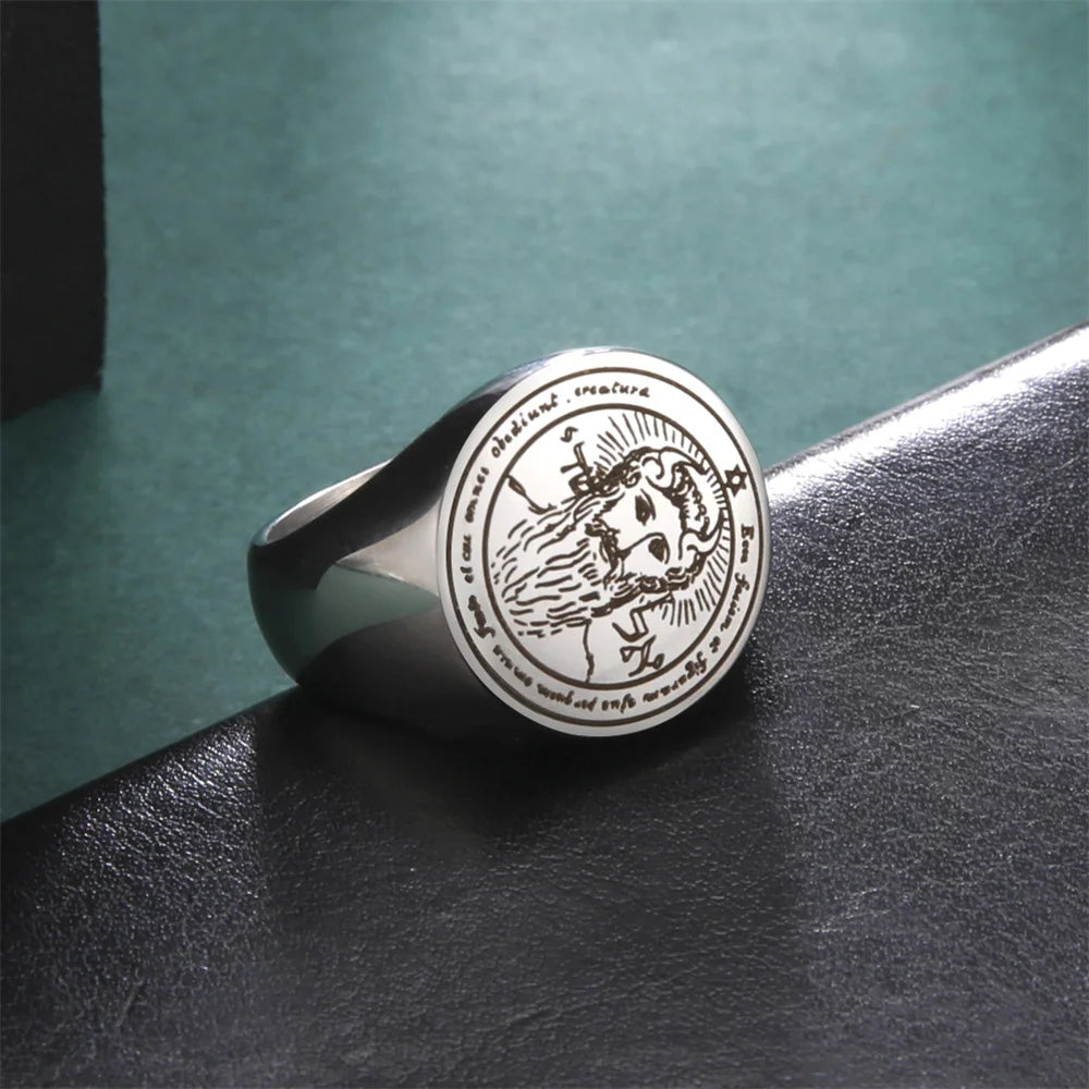 First Pentacle Key of Solomon Ring — Stainless Steel