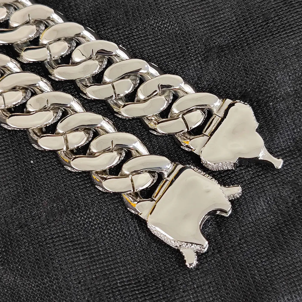Iced Out Cuban Chain Necklace Stainless Steel 18MM