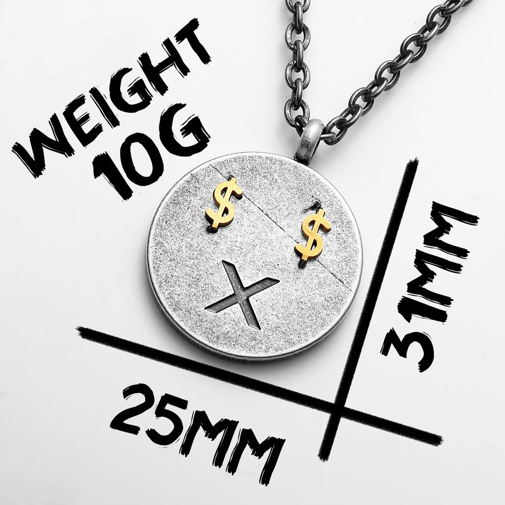 Get Rich Tag Pendant Necklace Stainless Steel