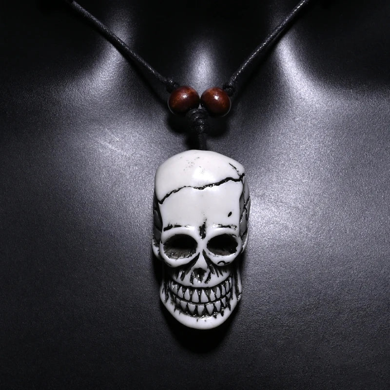 FX020 Ox bone carving necklace skull pendant Punk Choker Retro Jewelry Tribal style Imitation Yak Bone necklace Amulet