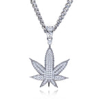 Iced Out Hemp Leaf Pendant — 925 Silver