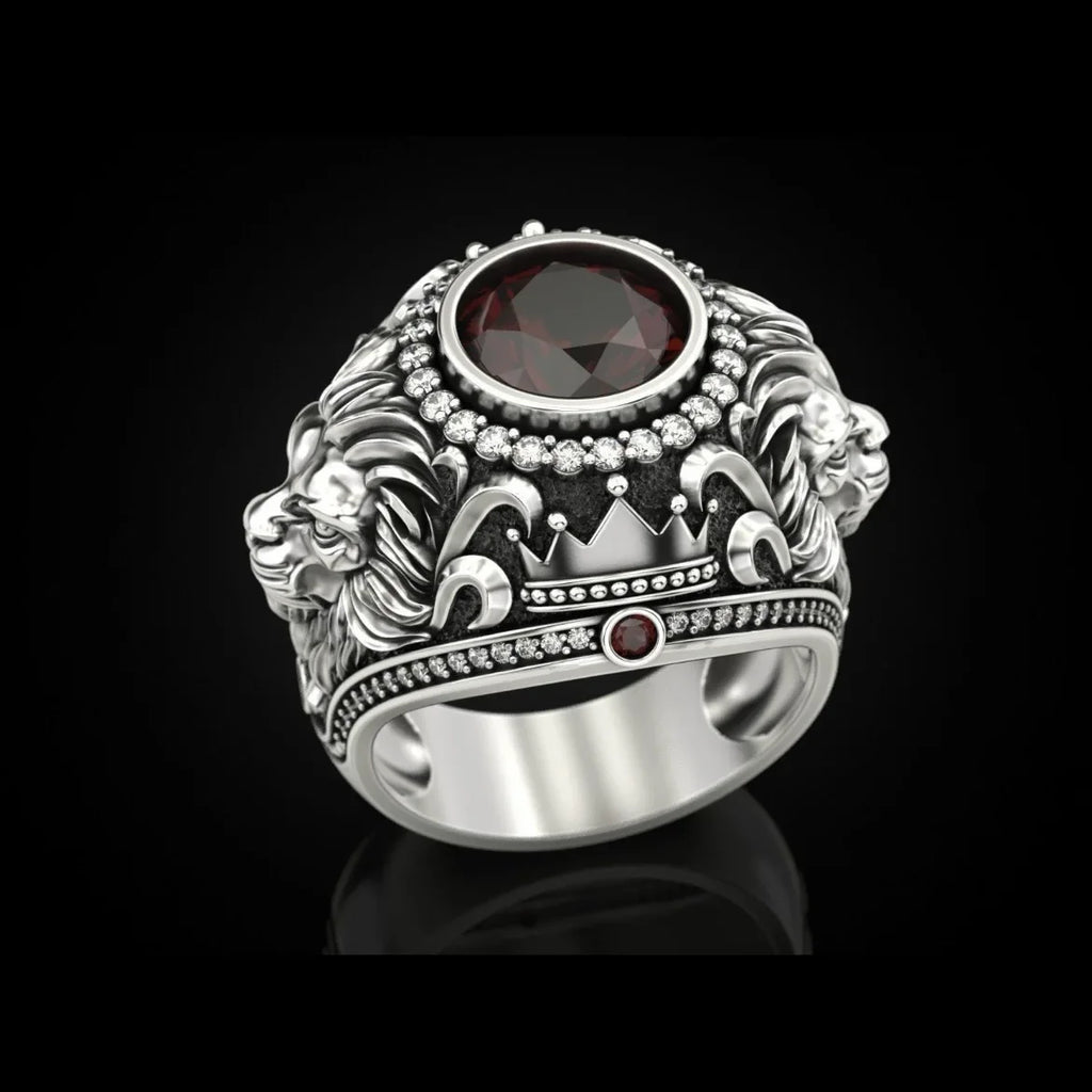New Men's Rings, Atmospheric Fashion Retro Men's Rings, Crown Lion Rings, Trend