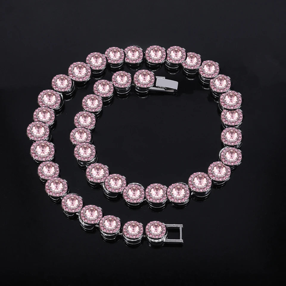 Round Rhinestone Tennis Bracelet & Necklace Set, 12mm Wide