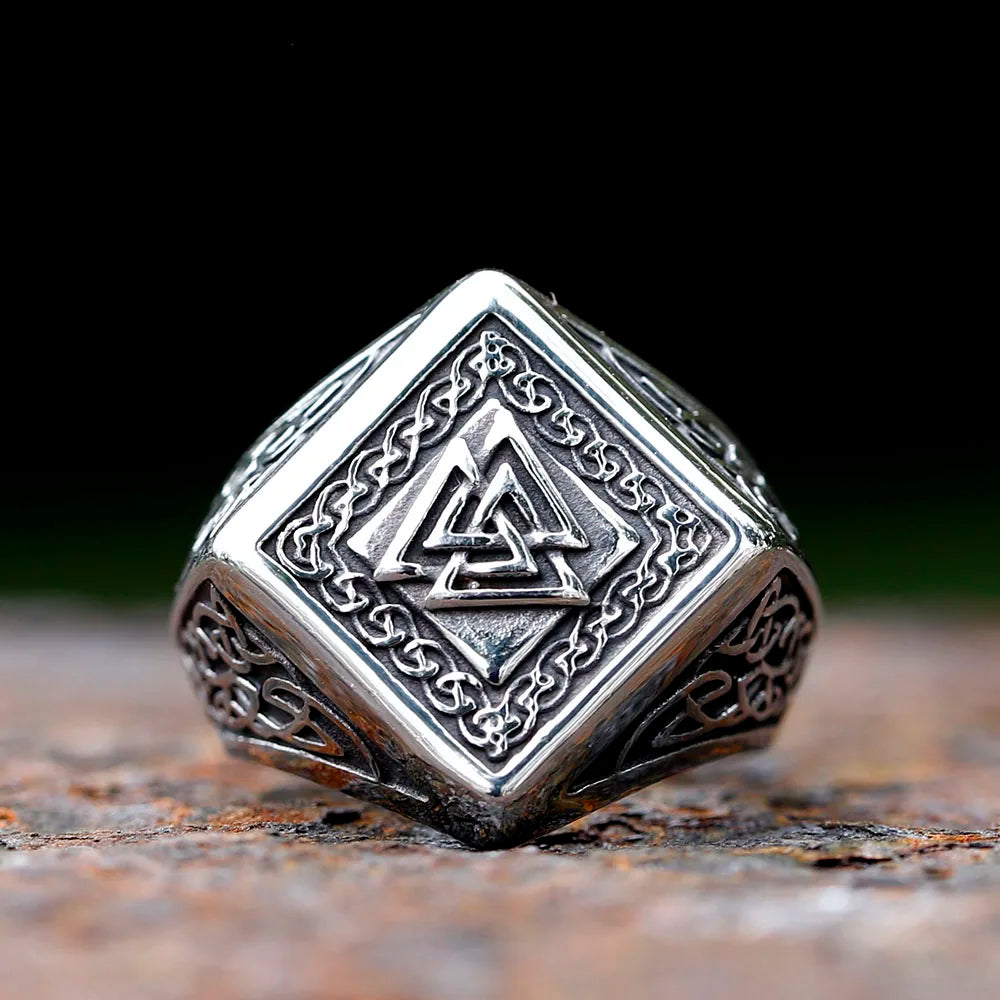 New Vintage 316L Stainless Steel Viking Valknut Amulet Ring Punk Women Men Unisex Jewelry For Party Gift Free Shipping
