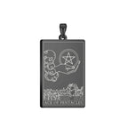 Dawapara Pentacles Tarot Card Pendant for Necklace Stainless Steel Golden Black Jewelry Accessories Charms Pendants