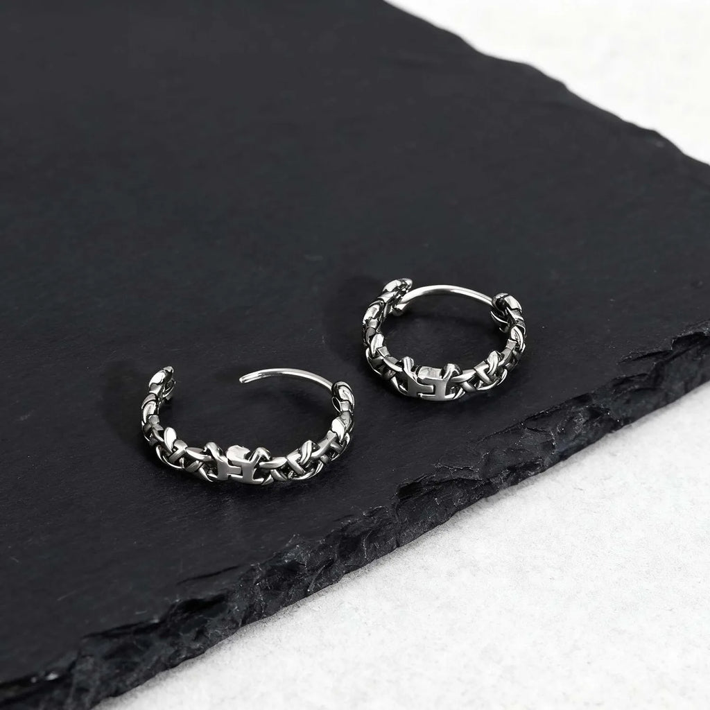 Star Pentagram Huggie Hoop Earrings — Stainless Steel