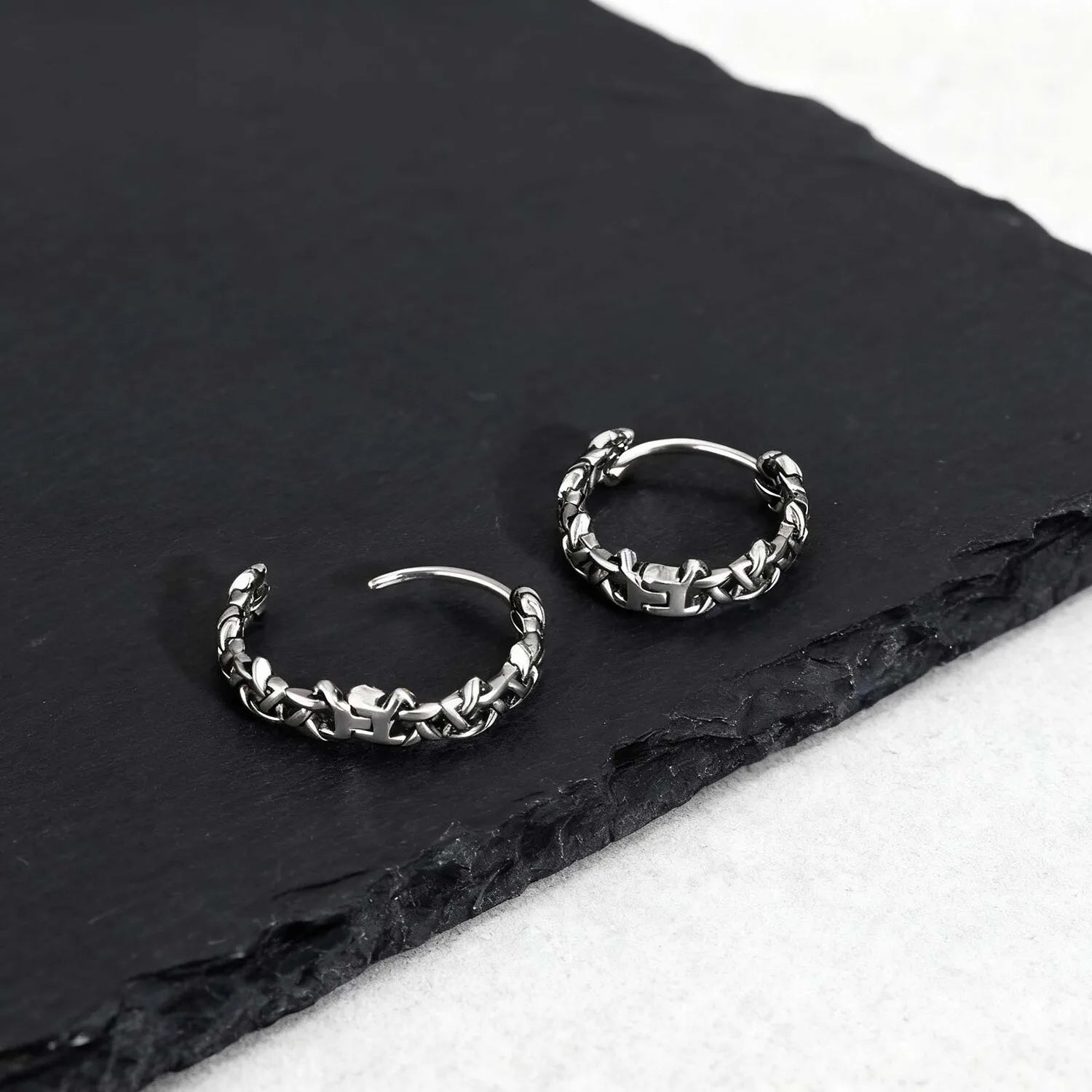 Star Pentagram Huggie Hoop Earrings — Stainless Steel