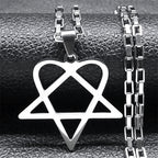 Hip Hop Rock Music Him Heartagram Star Heart Necklace for Women Men Stainless Steel Y2k Black Metal Band Goth Punk Chain Jewelry